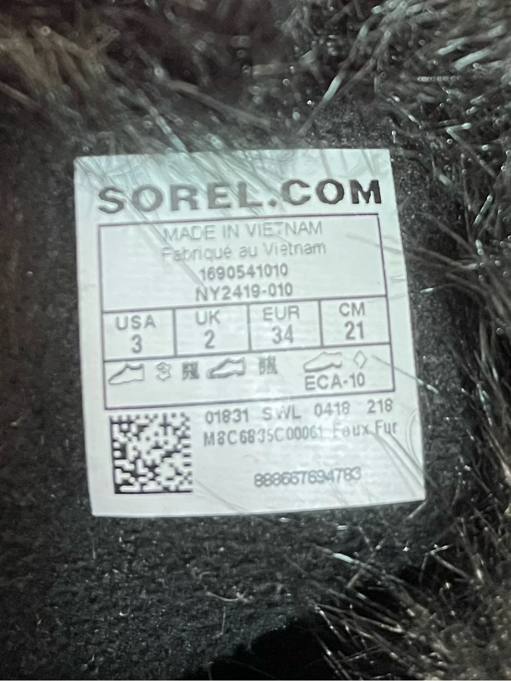 Sorel Tofino Youth Black Faux Fur-Trim Winter Lace-Up Snow Boots Big Girl’s 3